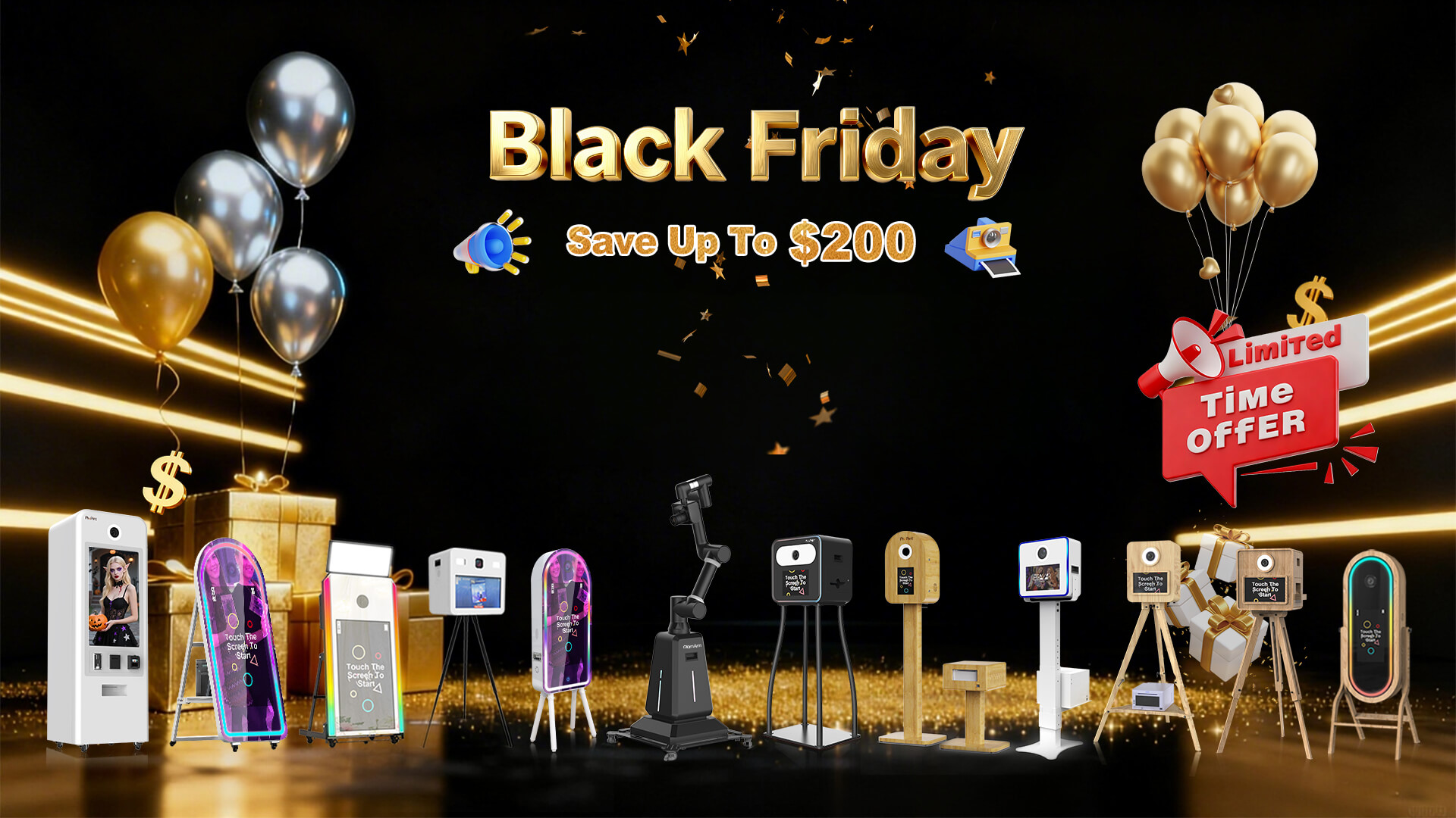 High ROI, Lightweight Design. Black Friday Offerhoto Booth Black Friday Photo Booth