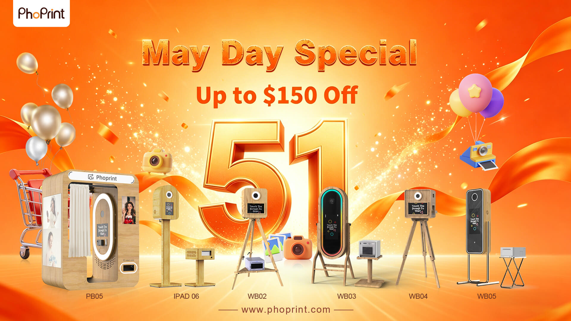 factory photobooth sale for May Day holiday – purchase now and save