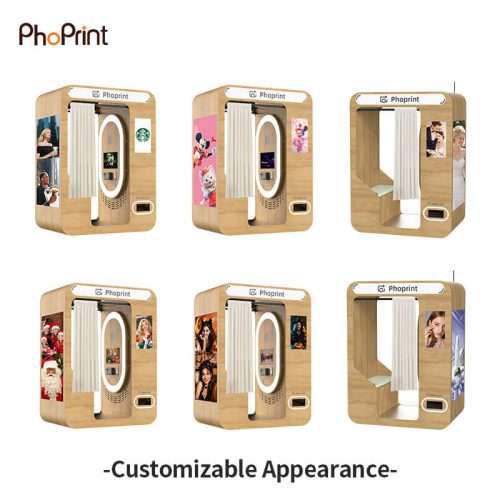 Self-service wooden photo booth