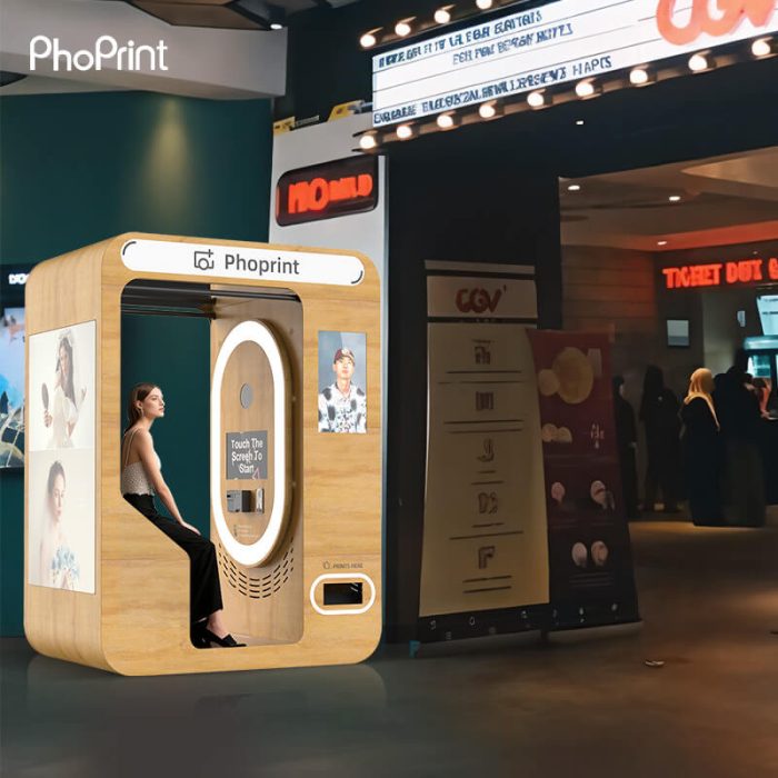Wooden photo booth for commercial use