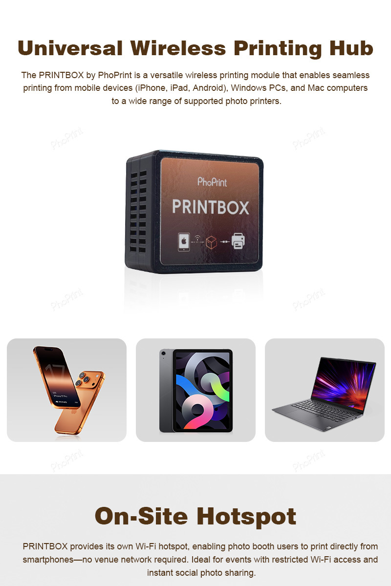 Home Wi-Fi printing box for family phones and laptops