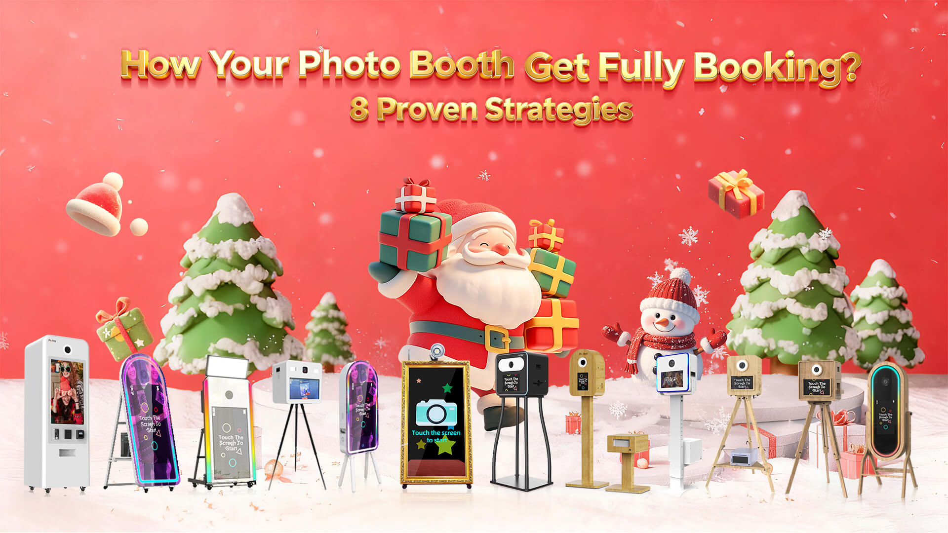 A smiling couple holding their photo booth pictures next to a calendar fully marked with bookings.