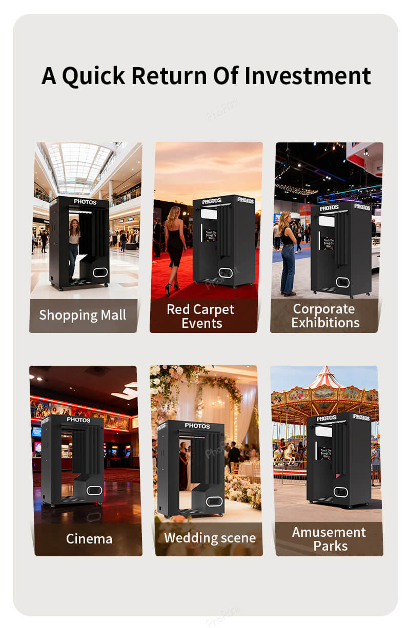 A touchscreen photo booth showing Nayax payment options