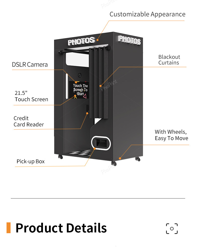 A luxurious enclosed photo booth in a hotel lobby