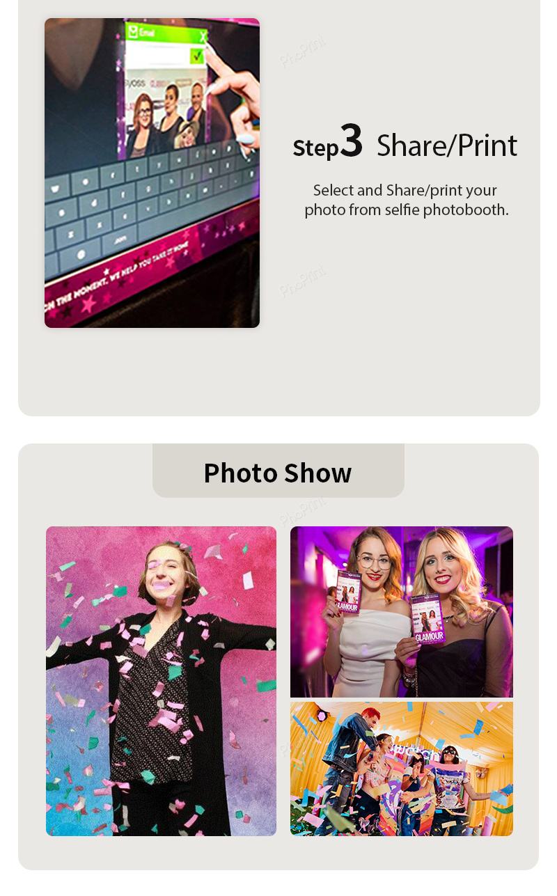 An enclosed photo booth rented for a birthday party