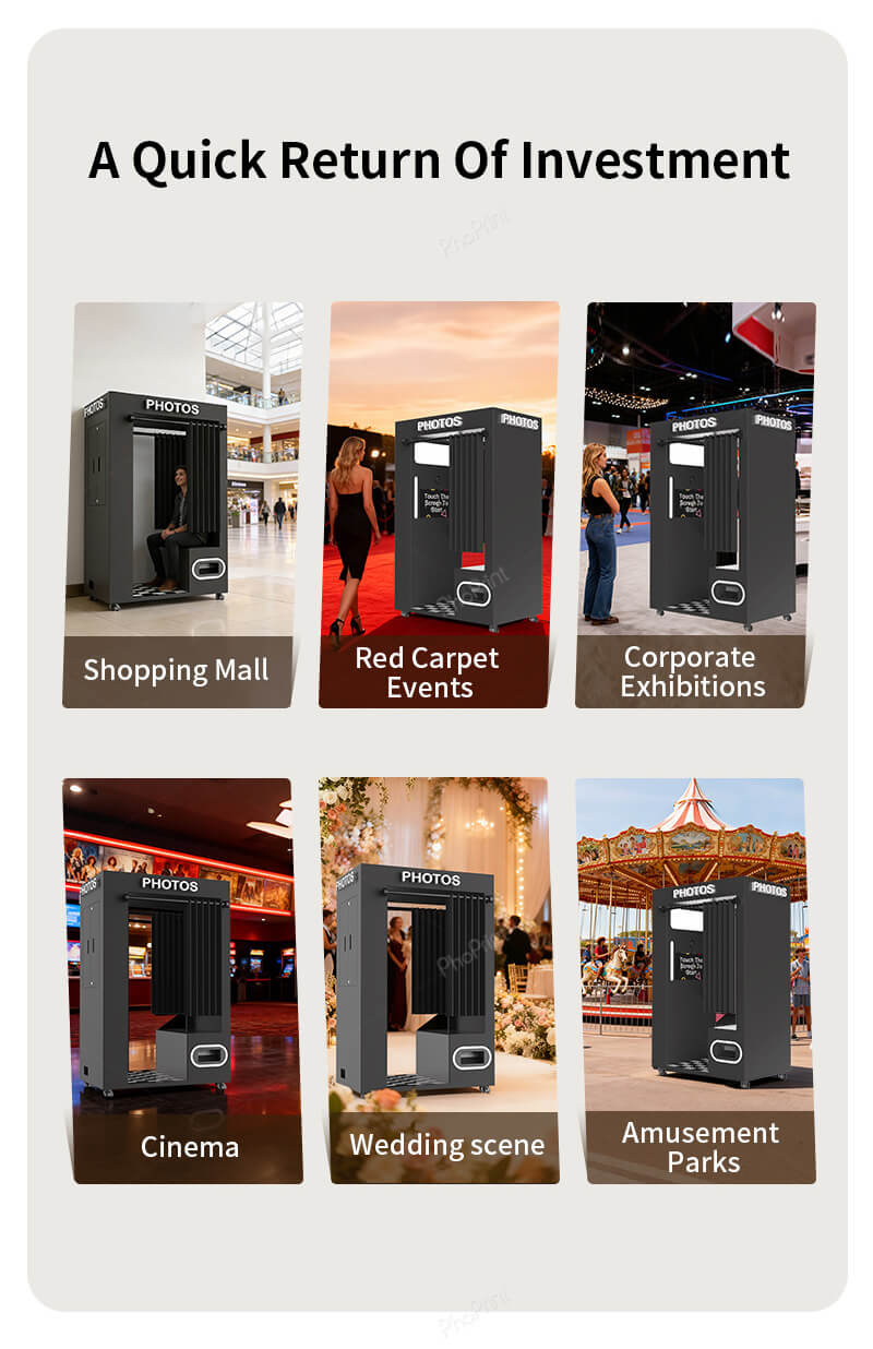 A touchscreen photo booth showing Nayax payment options