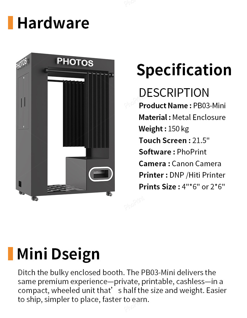 classic black photo booth at a wedding reception