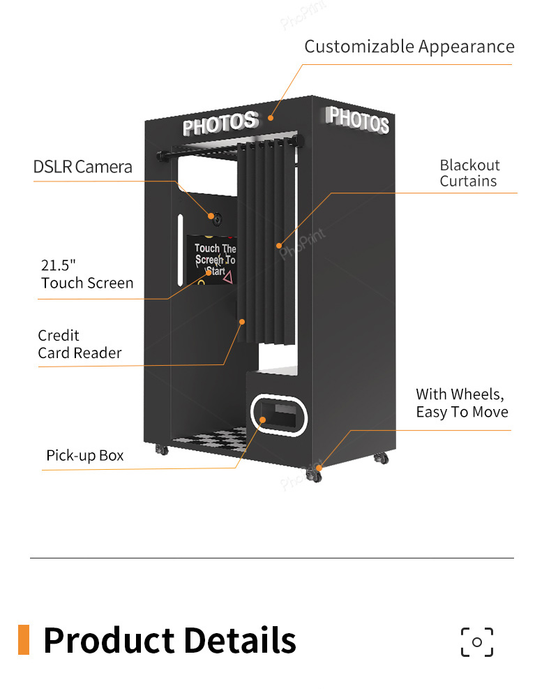 A luxurious enclosed photo booth in a hotel lobby