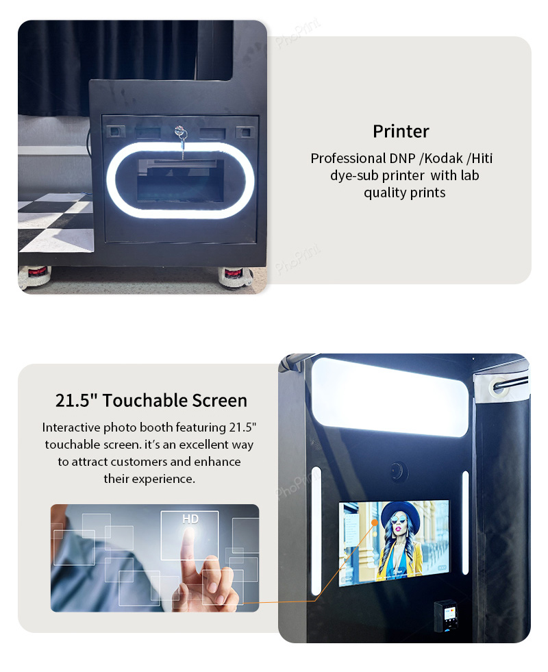 A custom-designed photo booth at a corporate event