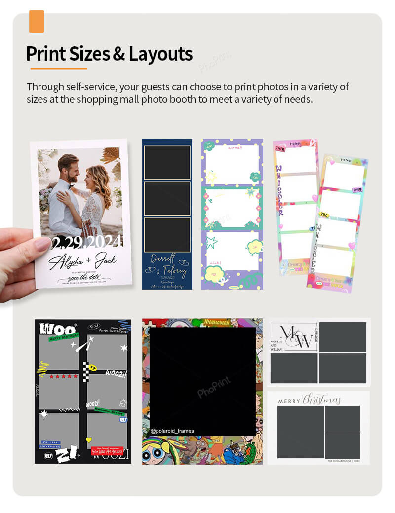 Guests interacting with a branded photo booth