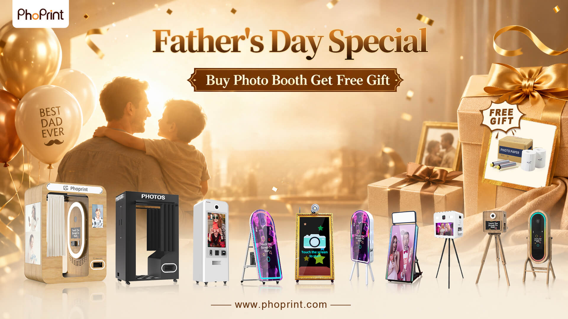 B2B Bulk Order – Phoprint Photobooth | Father’s Day Wholesale Price Phoprint standard photobooth pallets in warehouse – Father’s Day B2B wholesale discount